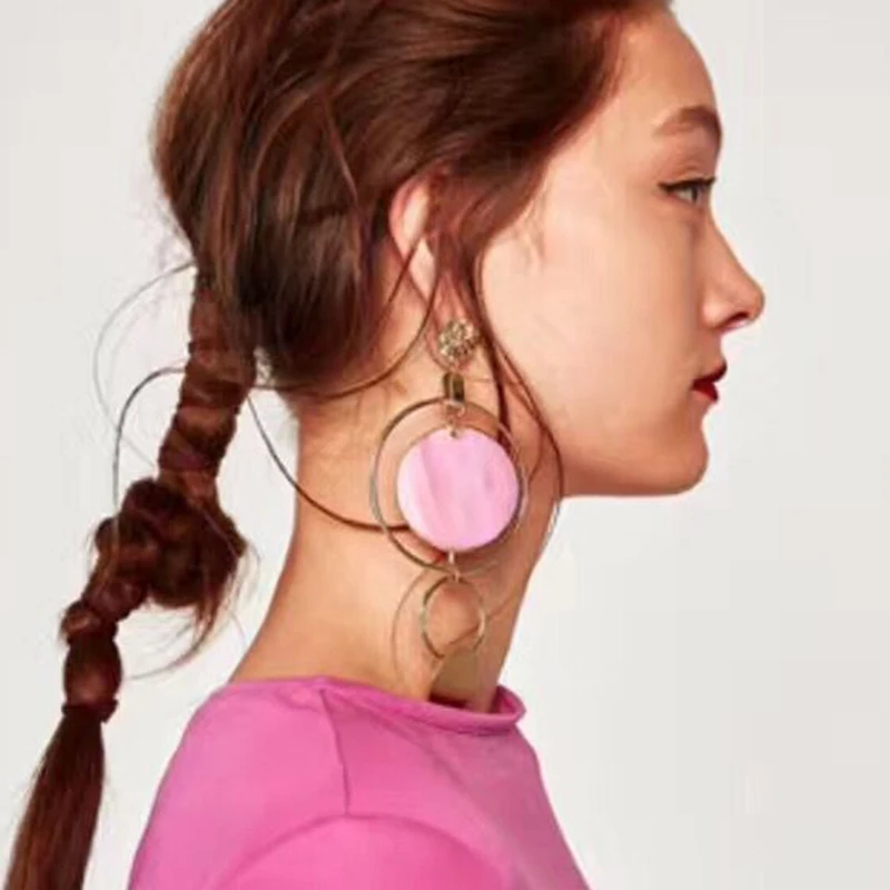 

Girlgo Hot Sale Vintage Multilayers Bjioux Metal Round Shaped Earrings For Women Drop Dangle Statement Earrings Fashion Jewelry