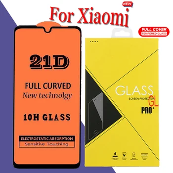 

100pcs 21D Tempered Glass Full Cover Anti-Scratch For Xiaomi Redmi Note 9 Pro Max 8 8A K30 K20 Poco X2 Film With Yellow Box