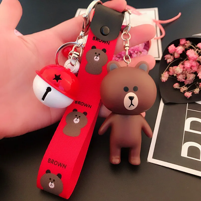 

Cute Cartoon Little Bunny Rabbit Bear Keychain Band Wrist Rope Key Holder Metal Bell Key Chain Car Keyring Charm Bag Charms Gift