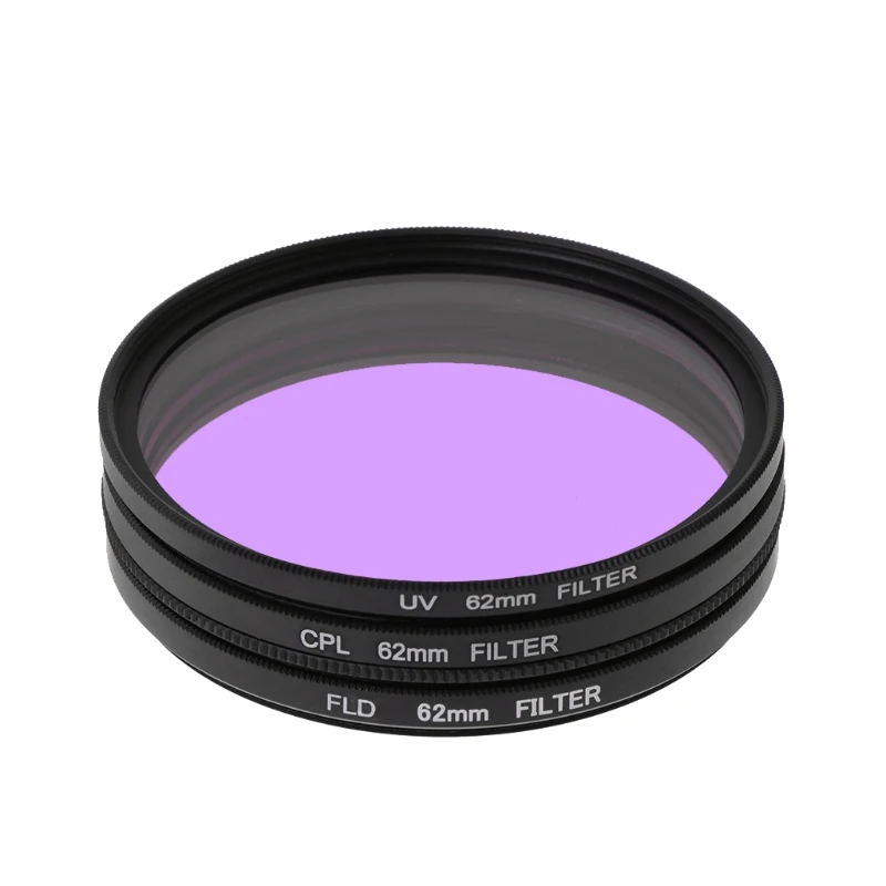 SIV 62mm UV / FLD / CPL Multi Coated Glass Filter Lens + Case Set Photo