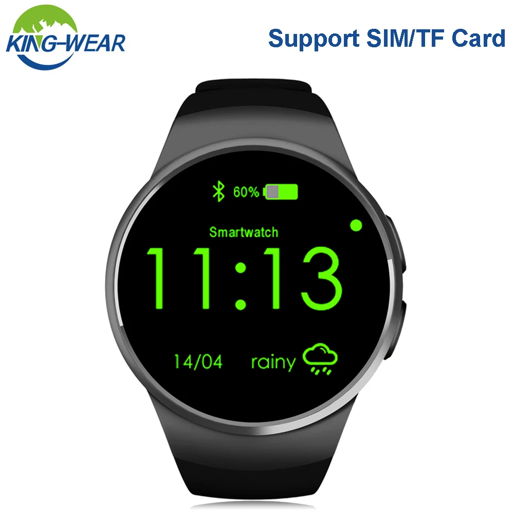 Смарт часы KingWear KW18 с Bluetooth полный экран поддержка SIM карты TF смарт пульсометром