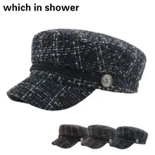 Винтаж трикотажные военной Шапки для Для женщин смешанные Цвет мода зима Flat Top Кепки Ретро Армия шляпа женские Sailor военные Стиль шляпа