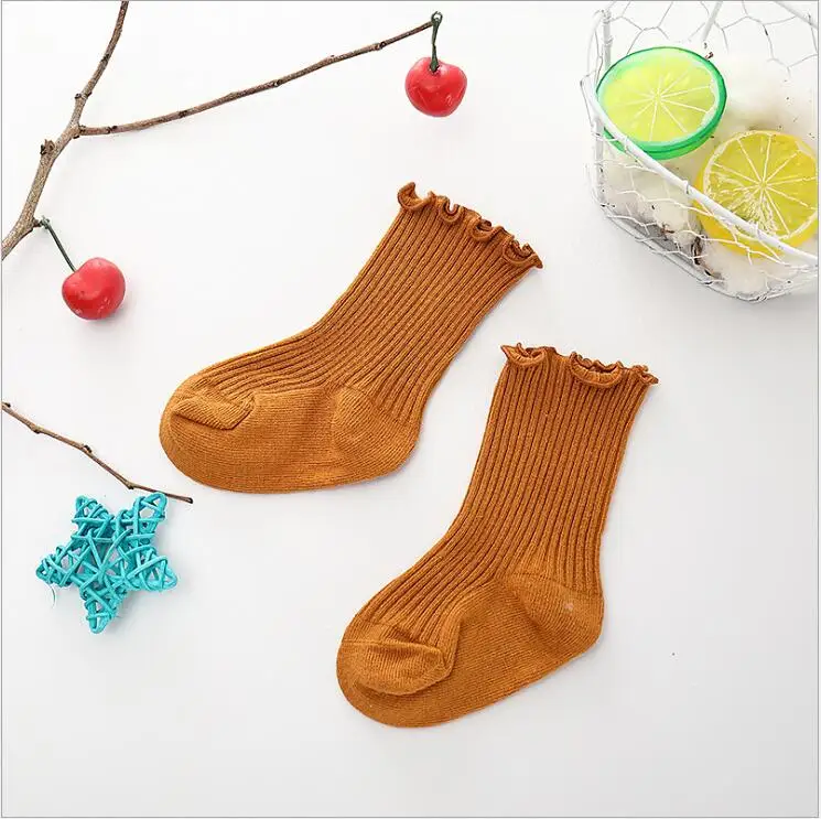 Мягкие дышащие зимние носки короткие носки для новорожденных мальчиков и девочек Полосатые гольфы для малышей Детские гетры - Цвет: b