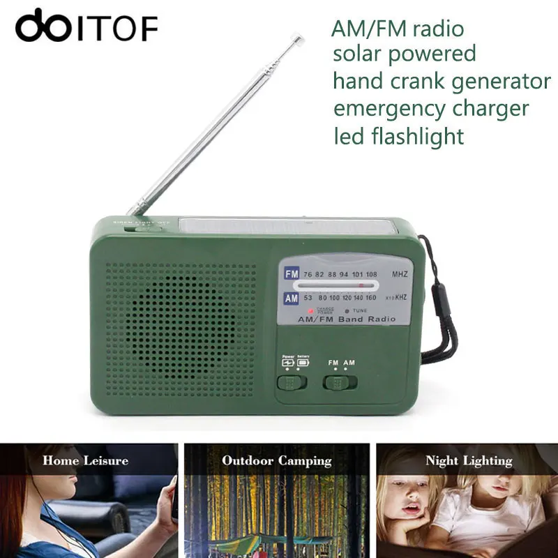 DOITOP переносной FM/AM радио Солнечный Рукоятки Аварийного Зарядное устройство телефона Зарядное устройство с светодиодный фонарик Отдых путешествия радио A3