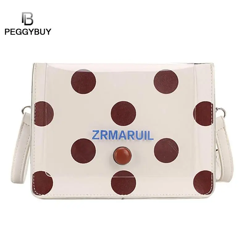 

Small Dot Print Clear Shoulder Messenger Handbags Women Flap Crossbody Bags bolsa feminina