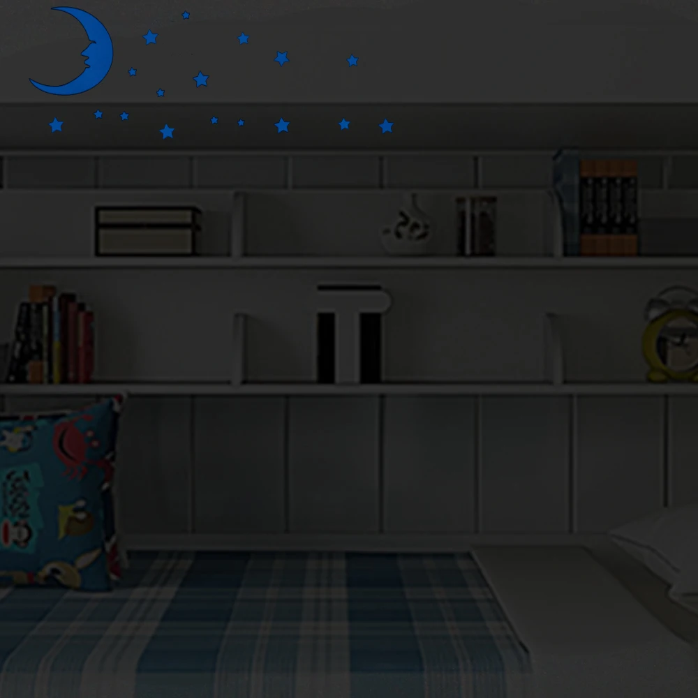 الكرتون القمر النجوم مضيئة التبديل ملصق يتوهج في الظلام ديكور المنزل الجدار ملصق للأطفال غرفة نوم خزانة الديكور الشارات