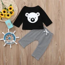 Newborn Clothes Toddler Baby Girls Boys Cartoon Koala T-Shirt Tops Striped Pants Outfits Set newborn baby boys girls camo t shirt tops pants camouflage outfits set clothes 0 24m