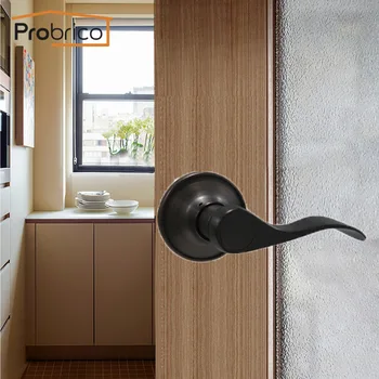 

Probrico Door Handles for Interior Doors Oil Rubbed Bronze front back Levers with latch Keyless Passage Lock for Kitchen Aisle