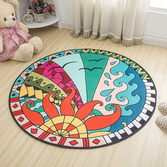 Best Price 80CM Cartoon Printed Round Carpet For Living Room Computer Chair Area Rug Children Play Tent Floor Mat Cloakroom Rug Best Price 80CM Cartoon Printed Round Carpet For Living Room Computer Chair Area Rug Children Play Tent Floor Mat Cloakroom Rug