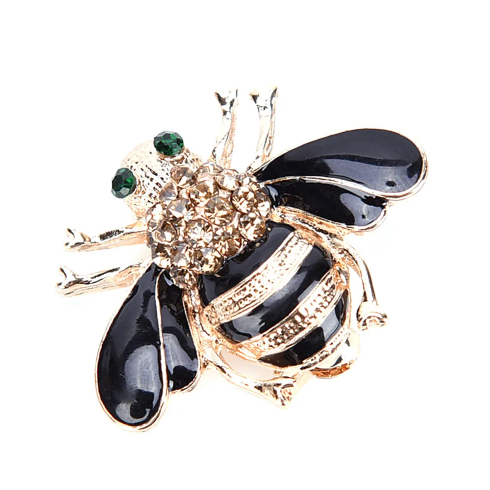 

New Brooch Clothing Scarf Decoration Party Retro Alloy Honey Bee Brooches Rhinestone Crystal Insect Gold Bee Pins