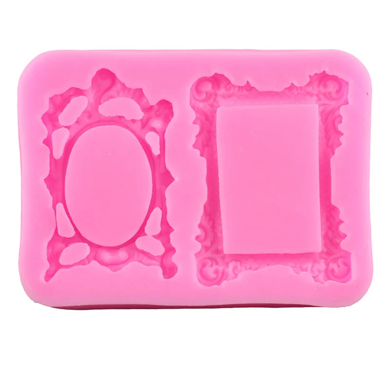 DIY Mirror Fondant Cake Decorating Tools Frame Cupcake Chocolate Wedding Cake Border Silicone Molds Kitchen Baking Moulds