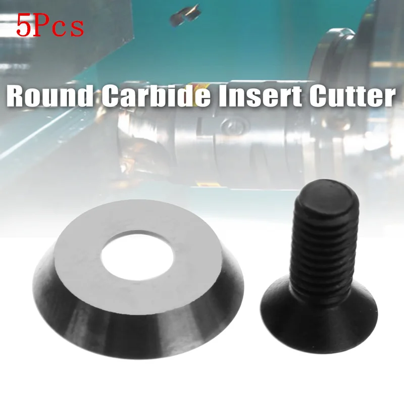 

5Pcs 16mm 5/8 Inch Round Carbide Insert Cutter 30 Degrees Milling Cutter for Finisher Wood Turning Lathe Tool