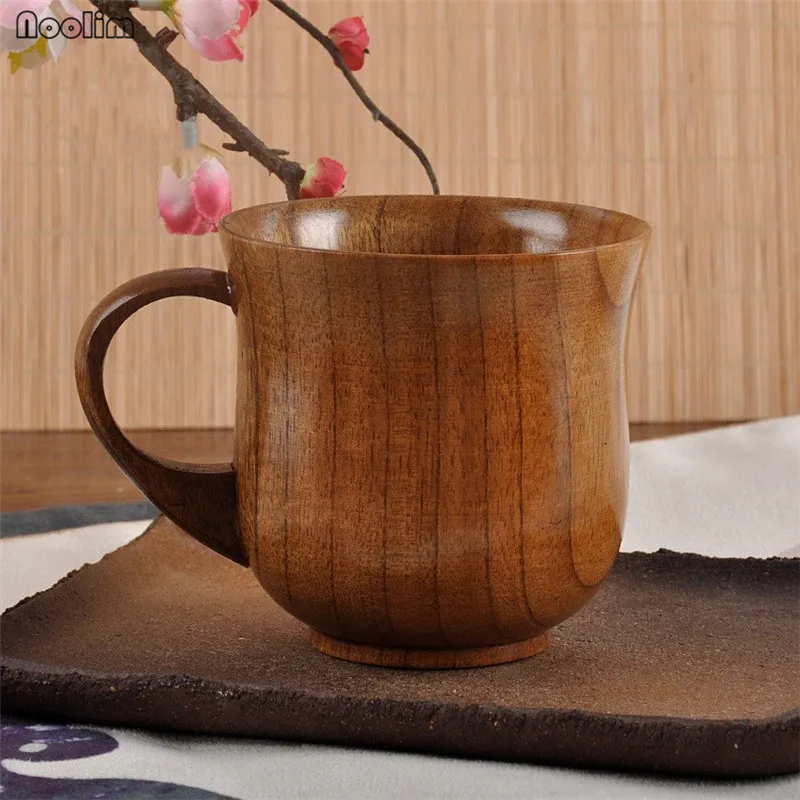 NOOLIM Natural Wooden Coffee Mug Wood Tea Mug 250ml Classic Wood Coffee