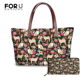 

FORUDESIGNS Large Messenger Bag Women Pug Pattern Female Handbags Girls Shoulder Bags Top-handle Bags Sac a main Girls Bags 2019