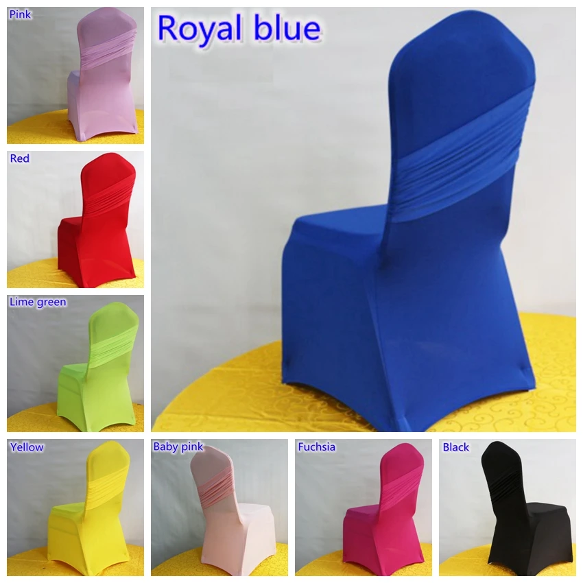 

Universal lycra chair covers swag back one cross cover chair spandex pleated luxury wedding party decoration on sale cheap price
