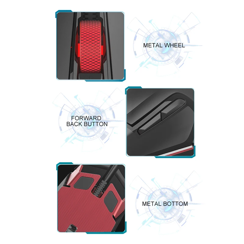 Hexgeards GM201 6000 dpi геймерская мышь RGB 7 металлическая кнопка Kailh 20 миллионов микро