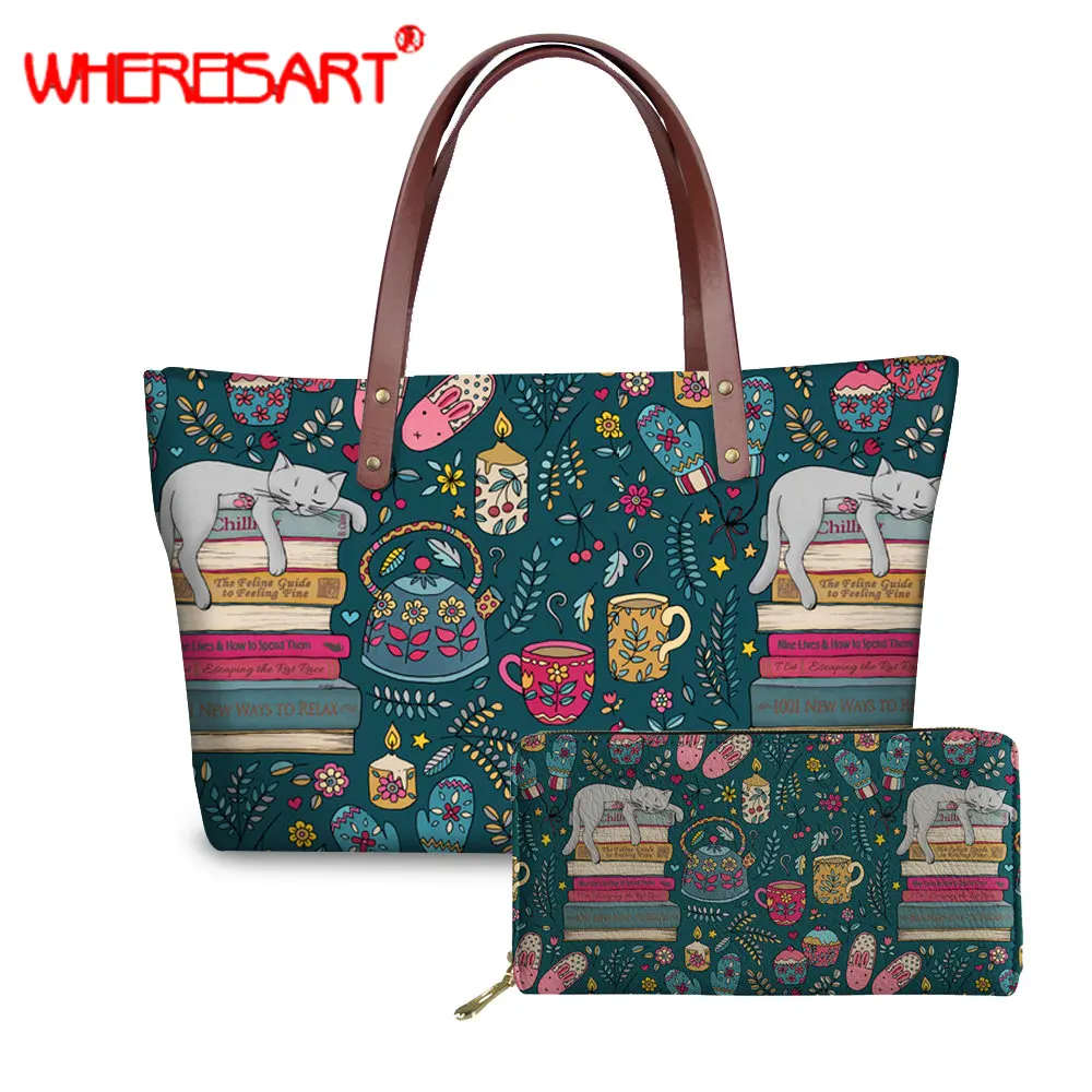 

WHEREISART How to Hygge Like a Cat shoulder bag big female handbags wallets bags women large tote bag bolso moda 2019
