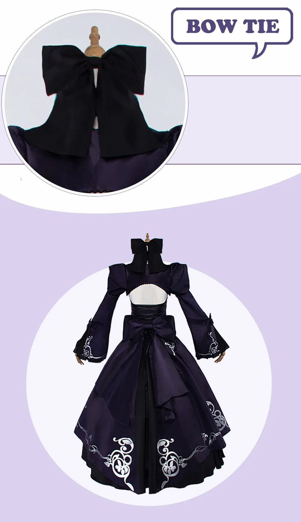 Anime cosplay Customized available Saber Costume Artoria Pendragon Anime Fate Stay Night UBW Fate Zero Sword Cosplay Black Dress (27)