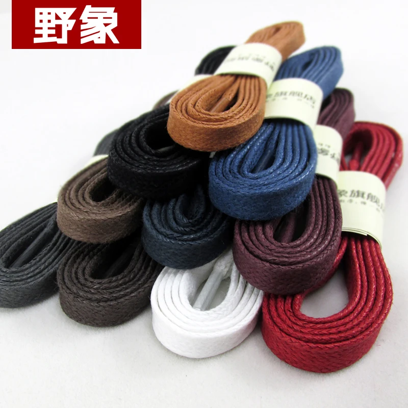 Cotton cord flat shape shoelaces unisex high top casual leather boot