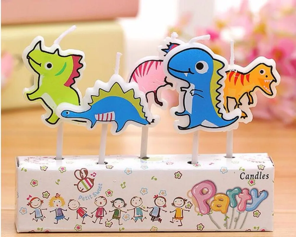 5Pcs/Set Cartoon Animals Birthday Cake Candle Toppers Kids Party Decor Supplies 