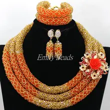 Африканский костюм комплект ювелирных изделий ручной работы нигерийской свадьбы Бусины Ожерелья для мужчин свадебные Цепочки и ожерелья набор кристалл Бусины комплект aij838