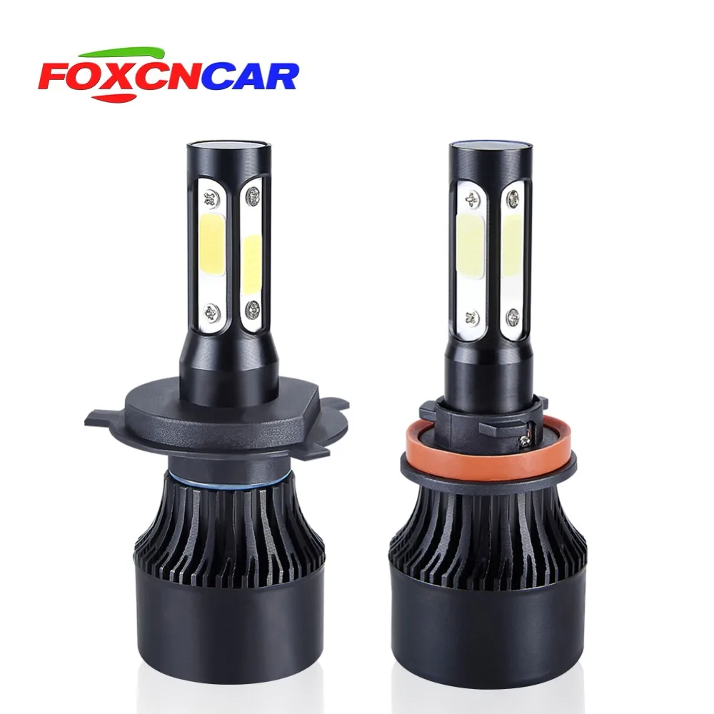 

Foxcncar 4 Side LED Headlight Car Bulbs COB 100W 10000lm H4 Hi lo H7 H8 H9 H11 9005 9006 HB4 Auto Led Headlamp LED Light 12v 24v
