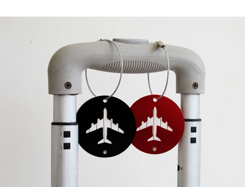 Круглая форма самолет багаж дорожные ярлыки, чемодан, сумка, Багаж тег этикетки металлические бирки для мешков