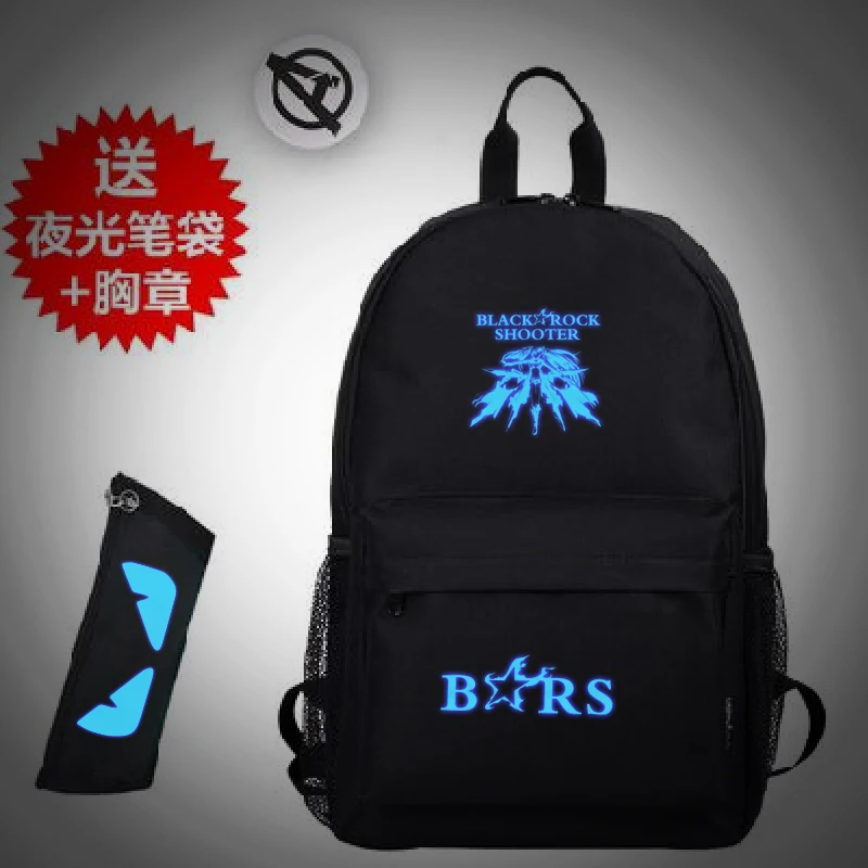 

Anime BLACK ROCK SHOOTER Cosplay Luminous cartoon shoulder bag men and women backpack canvas student college school bag