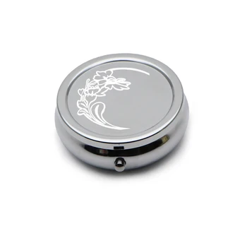 

Personalised Silver Chrome Pill Box Engraved Free! Pill Box Organiser Great Gift and comes with Bag