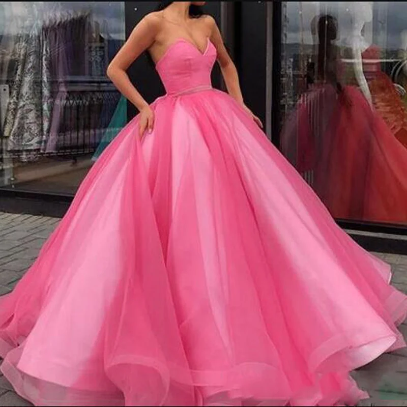 hot pink long prom dress