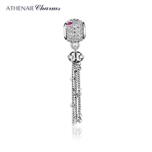 ATHENAIE 925 пробы серебро CZ очарование с кисточкой-сердцем Подвески для браслета и ожерелья для изготовления ювелирных изделий