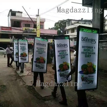 

63x120CM Outdoor Single Sided LED Walking Billboard with Scrolling LED Sign,LED Backpack Lightbox
