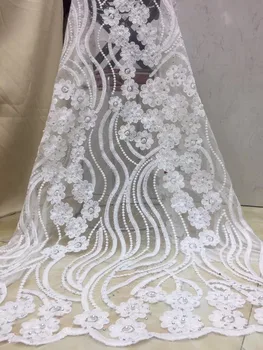 

New African Lace Fabric,2019 Embroidered Nigerian Laces Fabric,White High Quality French Tulle Lace Fabric For Wedding Lace