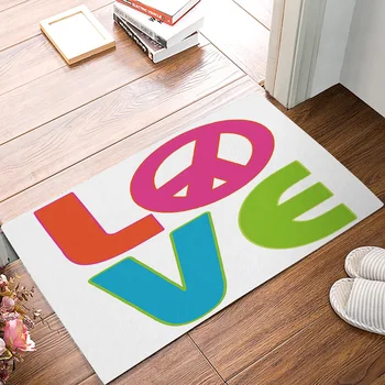 

Peace Love Doormat, Hip Hop Colorful Indoor/Outdoor Non-slip Rubber Welcome Mats Floor Rug for Bathroom/Front Entryway
