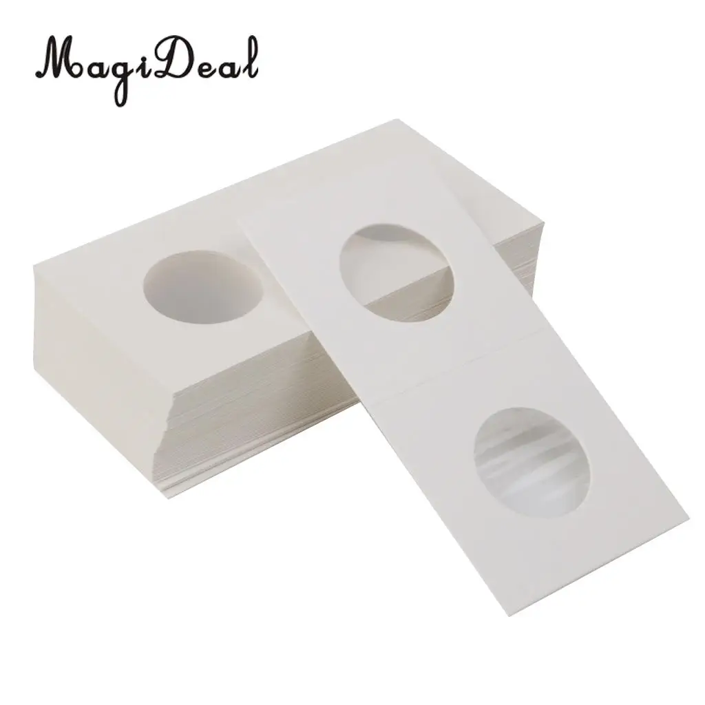 100X Cardboard Coin Holders Flips Mylar Coin Collection Supply 20.5/26.5mm White