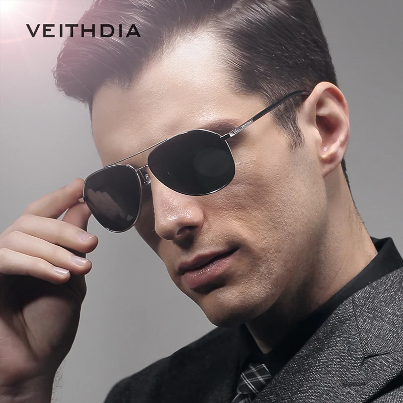Мужские солнцезащитные очки VEITHDIA модные поляризационные зеркальные для