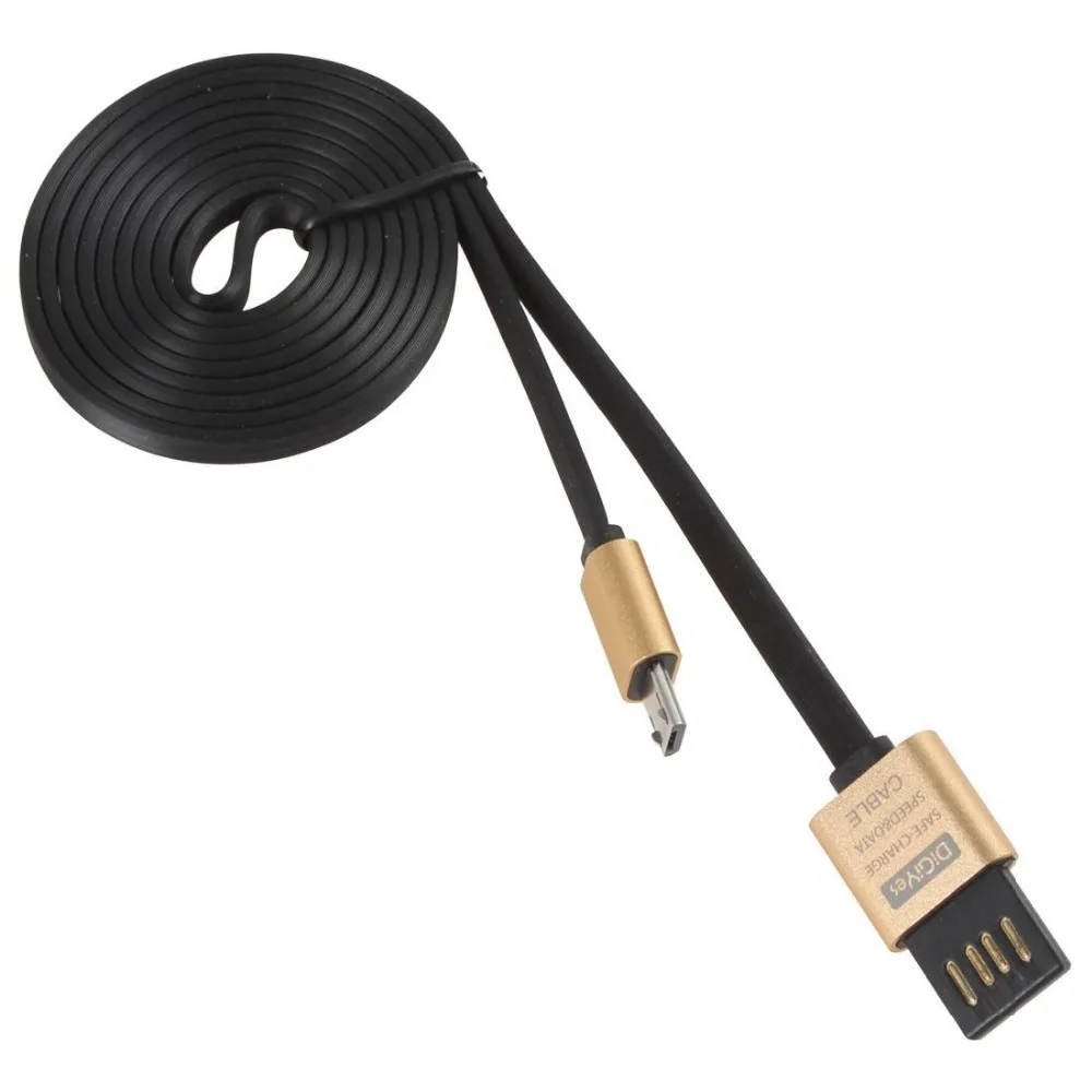 DiGiYes 마이크로 USB 양면 2.0 금속 데이터 케이블 안 드 로이드 휴대 전화 및 태블릿에 대 한 플랫 국수 케이블