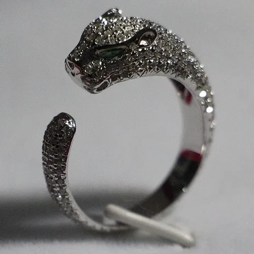 THREEMAN, милое пантера, кольцо Леопард для женщин, Сплошное Белое золото, синтетические бриллианты, кольцо, роскошные ювелирные изделия, необычный подарок на день Святого Валентина