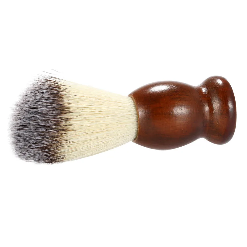 

1pc Nylon Beard Brush Dark Brown Wood Handle Shaving Brush Facial Beard Cleaning Tools