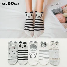 5 пар, женские носки, хлопковые розовые милые короткие носки с котом, короткие носки, повседневные забавные носки с ушками животных и красным сердцем для девочек, европейские размеры 35-41, Kawaii