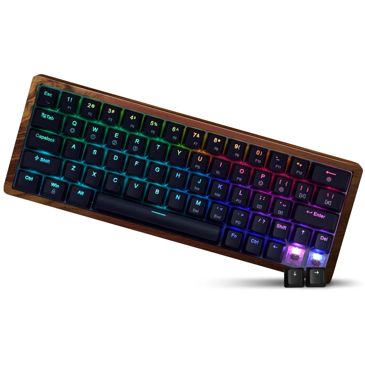 

Mini 64-Key Gaming Mechanical Keyboard - Linear & Quiet Cherry MX Silent Red -Multi-Color RGB Backlit -DIY Replaceable Switches