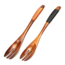 6pcs Wooden Fork Set Japanese Style Fruit Fork, Wood Fork for Dessert Snack 3 Teeth Wood Salad Cake Fork Cutlery Kid’s Tableware