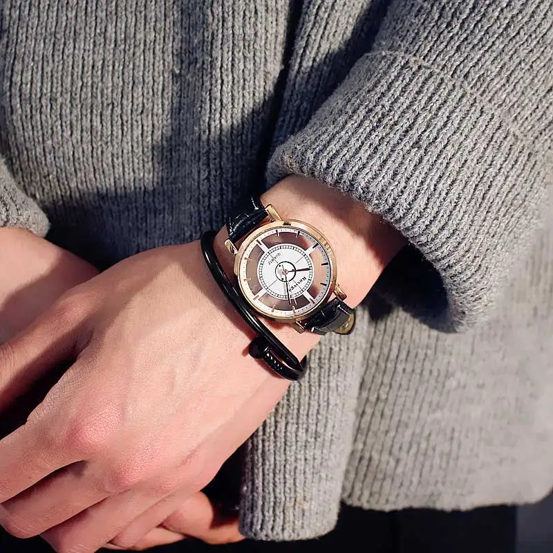 Bigbang с корейской версией полые часы EXO мужчин и женщин студентов Простые Модные тенденции личности наручные часы - Цвет: Black White