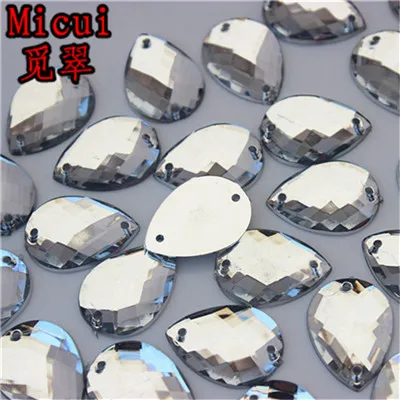 Micui 100 шт. 13*18 мм падения пришить Кристалл Стразы Flatback Стразовая швейных кристаллов камни акриловые камни для костюмы Craft ZZ57 - Цвет: Clear