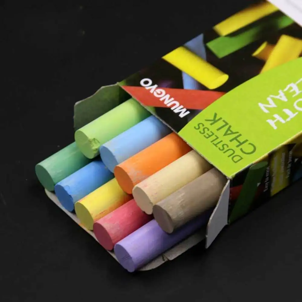 10pcs/pack Quality White Colored Dustless Chalk Sticks For Blackboard Chalkboard School Office