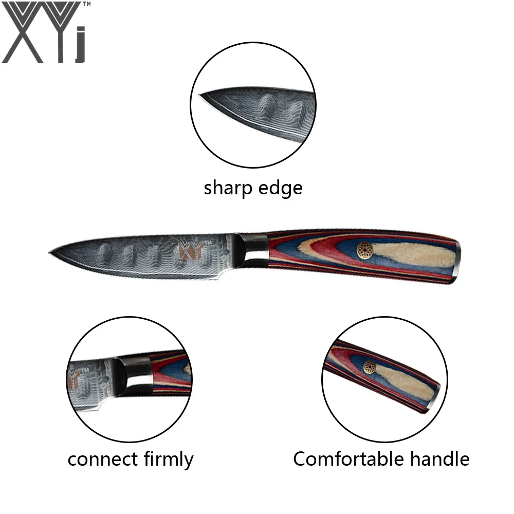 Дамасский нож XYj " 4" " 6" дюймов качество дамасской стали узор кухонные ножи фрукты овощи дамасский стальной нож christma