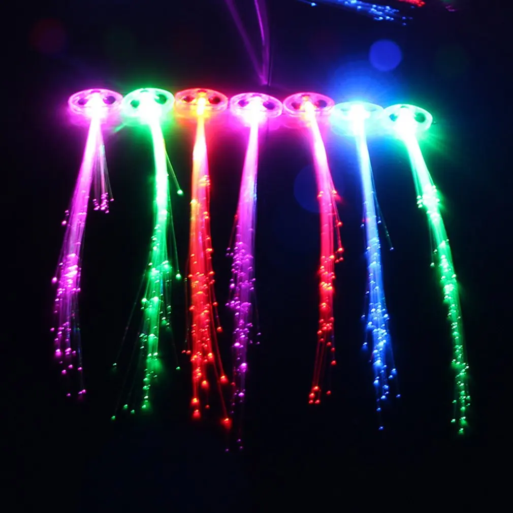 

4pcs Flashing Fiber Optic Hair Braid Light Up Glow Party Favors Supplies Barrettes Light Up Hair Accessories Luminous Toys