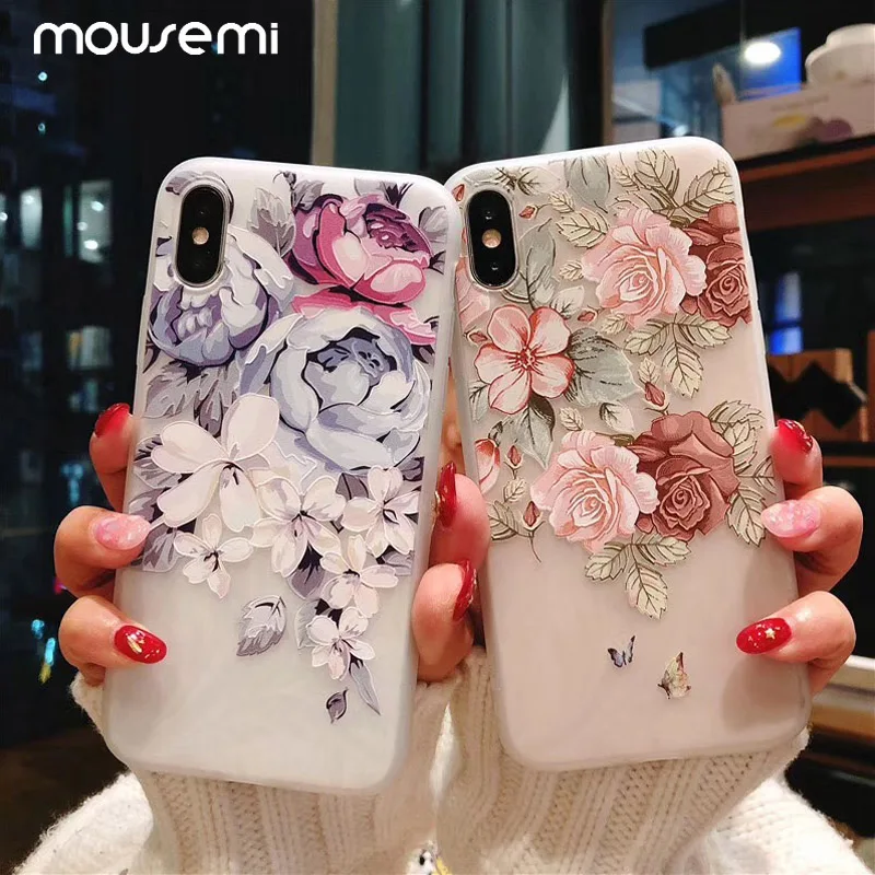 MOUSEMI роскошный 3D силиконовый чехол для iPhone 6 7 6S 8 Plus 5s SE X XS MAX XR противоударный