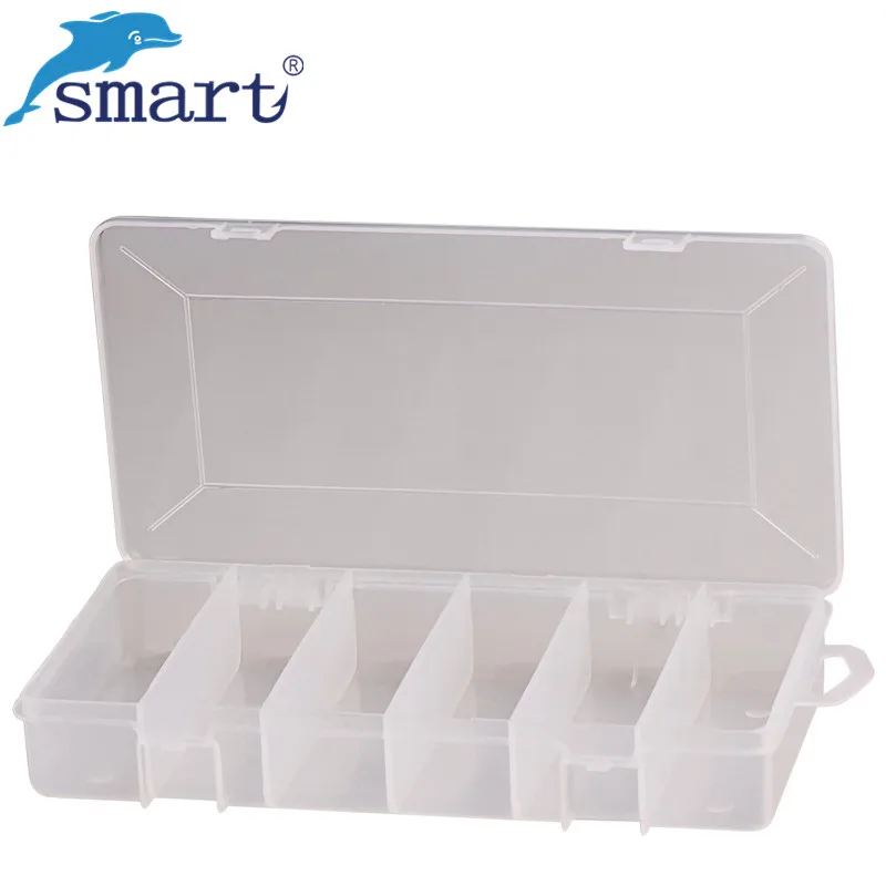 

Smart Plastic Fishing Box 20.7*11*3.3cm 6 Compartments Waterproof Fishing Boxes Peche Accessories Boxes Fly Fishing Lure Boxes