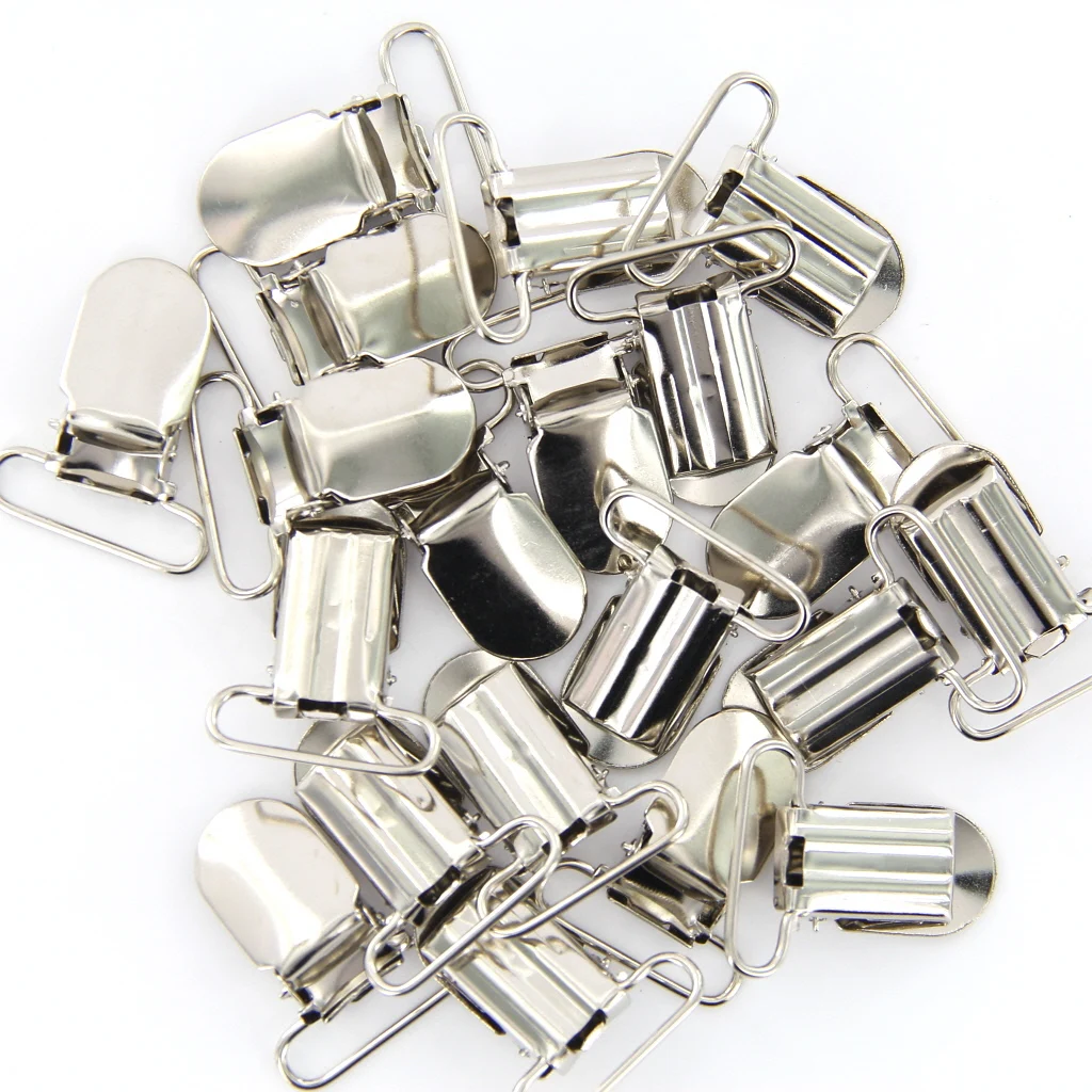 20 Pieces Webbing Hook Pacifier Suspender Clips for Bib Clips Baby Infant Accessories Craft Project Silver 20mm 25mm